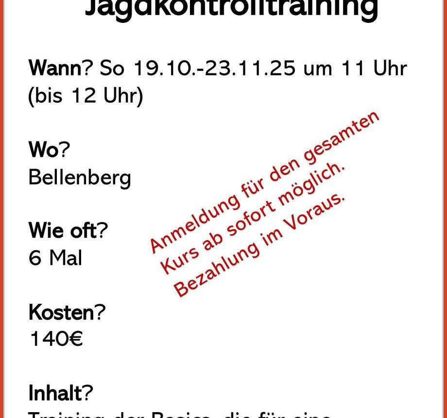 Trainingskurs Jagdkontrolle